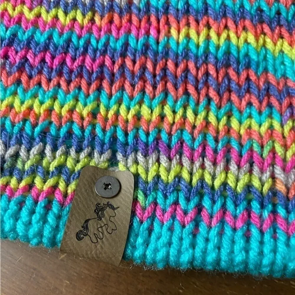 Pastel Stripe Cuffed Pom Beanie Women's O/S